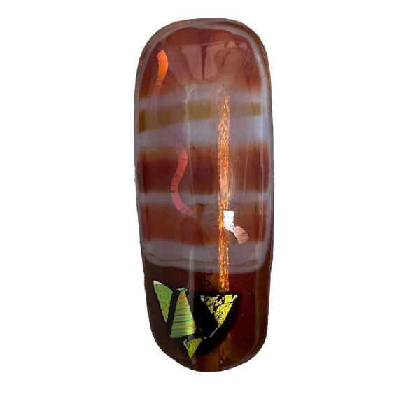 Art Glass Mezuzah Unique Door Jewish Hang Symbol Organic Hand Painted W/ Scroll‎
